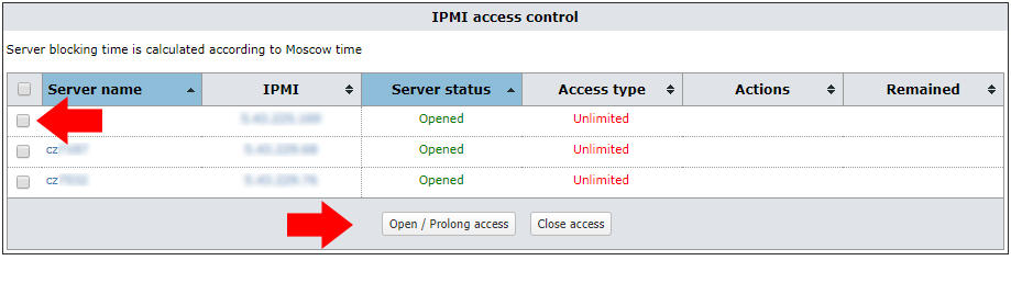 Open/prolong access